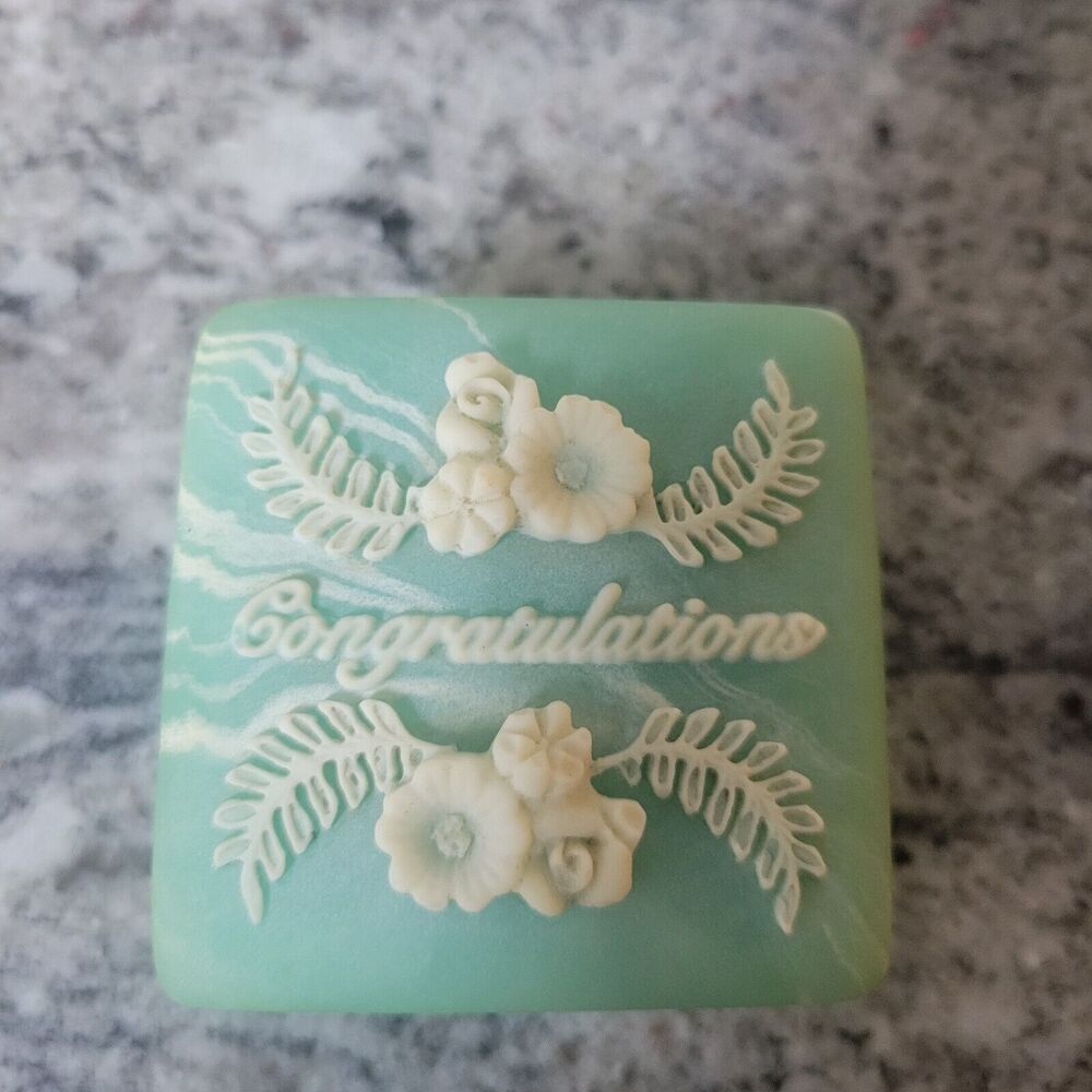 CONGRATULATIONS TRINKET SOAPSTONE GREEN BOX